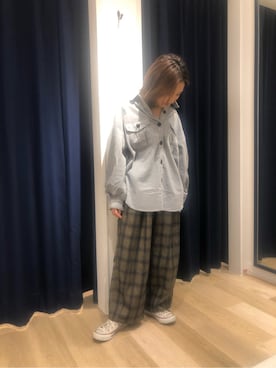 「DOUBLE NAME（ダブルネーム）のアイテム（パンツ）」を使った、コーディネートスタッフさん（レディース・148cm）の秋コーディネート