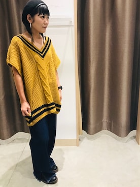 「frames RAY CASSIN（フレームスレイカズン）のアイテム（パンツ）」を使った、コーディネートスタッフさん（レディース・145cm）の秋コーディネート