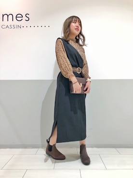 「frames RAY CASSIN（フレームスレイカズン）のアイテム（ワンピース/ドレス）」を使った、コーディネートスタッフさん（レディース・157cm）の秋コーディネート