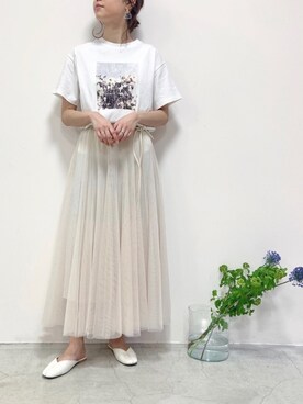 「RAY CASSIN（レイカズン）のアイテム（スリッポン）」を使った、コーディネートスタッフさん（レディース・162cm）の春コーディネート