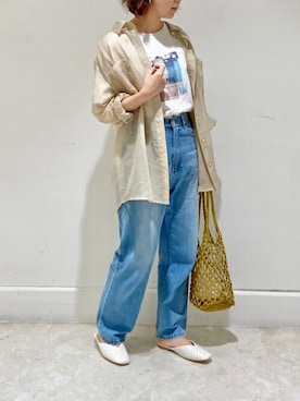 「RAY CASSIN（レイカズン）のアイテム（スリッポン）」を使った、コーディネートスタッフさん（レディース・156cm）の夏コーディネート
