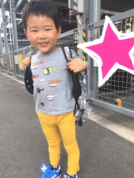 「アイテム（バックパック/リュック）」を使った、asahiさん（キッズ・100cm）の春コーディネート