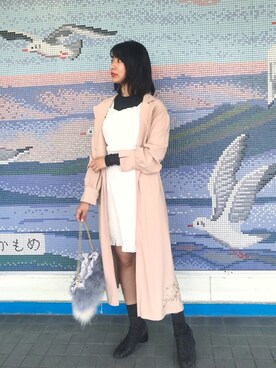「オープンショルダー」｜「アイテム（その他アウター）」を使った、りなっぺさん（レディース・161cm）の春コーディネート
