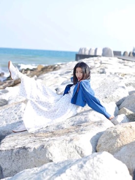 「PAMEO POSE（パメオポーズ）のアイテム（その他アウター）」を使った、りなっぺさん（レディース・161cm）の春コーディネート