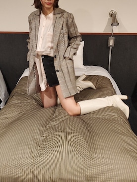 「UNE MANSION（ユヌマンション）のアイテム（ジャケット/アウター）」を使った、りなっぺさん（レディース・161cm）の秋コーディネート
