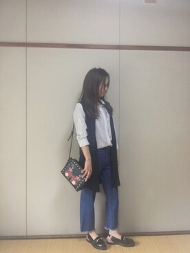 「stradivarius（ストラディバリウス）のアイテム（ローファー）」を使った、あゆさん（レディース・154cm）の秋コーディネート