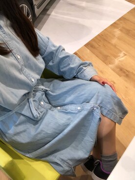 「NANO universe（ナノユニバース）のアイテム（シャツワンピース）」を使った、あゆさん（レディース・154cm）の秋コーディネート