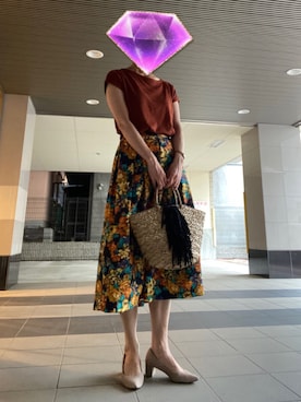 「花柄スカート」｜cocoromifashionさん（レディース・168cm・40代）の夏コーディネート