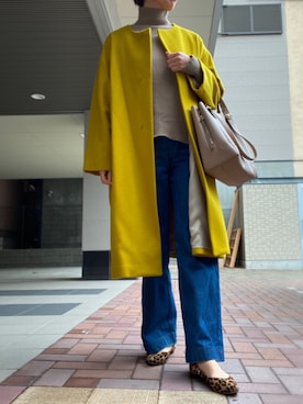 「40代女性」｜「アイテム（ノーカラーコート）」を使った、cocoromifashionさん（レディース・168cm）の冬コーディネート