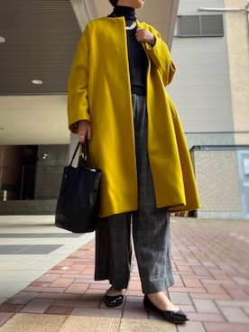 「40代女性」｜「アイテム（ノーカラーコート）」を使った、cocoromifashionさん（レディース・168cm）の冬コーディネート