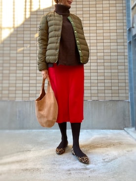 「ブラウンニット」｜「アイテム（ジャケット/アウター）」を使った、cocoromifashionさん（レディース・168cm）の冬コーディネート