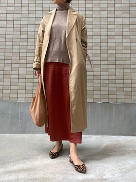 「40代女性」｜「アイテム（トレンチコート）」を使った、cocoromifashionさん（レディース・168cm）の冬コーディネート