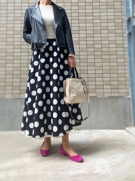 「Simplicite（サンプリシテ）のアイテム（ライダースジャケット）」を使った、cocoromifashionさん（レディース・168cm）の春コーディネート