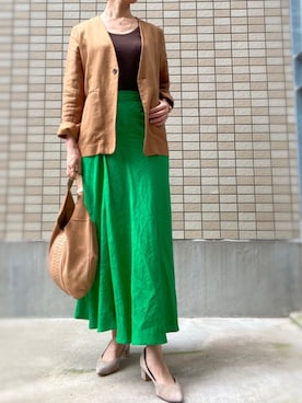 「40代女性」｜「アイテム（ノーカラージャケット）」を使った、cocoromifashionさん（レディース・168cm）の春コーディネート