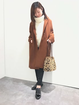「ゆるニット」｜「アイテム（チェスターコート）」を使った、Rさん（レディース・155cm）の秋コーディネート
