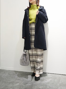 「GLOBAL WORK（グローバルワーク）のマシュマロタッチスタンドプルオーバー/834499（ニット/セーター）」を使った、Rさん（レディース・155cm）の秋コーディネート