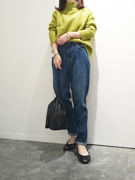 「GLOBAL WORK（グローバルワーク）のマシュマロタッチスタンドプルオーバー/834499（ニット/セーター）」を使った、Rさん（レディース・155cm）の秋コーディネート