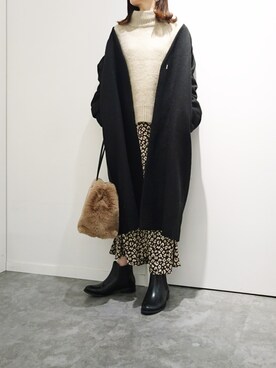 「GLOBAL WORK（グローバルワーク）のマシュマロタッチスタンドプルオーバー/834499（ニット/セーター）」を使った、Rさん（レディース・155cm）の冬コーディネート