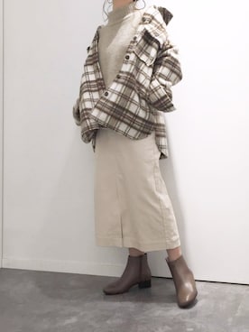 「GLOBAL WORK（グローバルワーク）のマシュマロタッチスタンドプルオーバー/834499（ニット/セーター）」を使った、Rさん（レディース・155cm）の冬コーディネート