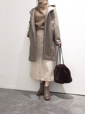 「GLOBAL WORK（グローバルワーク）のマシュマロタッチスタンドプルオーバー/834499（ニット/セーター）」を使った、Rさん（レディース・155cm）の冬コーディネート