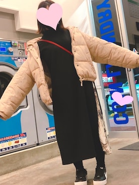 「裏起毛ワンピース」｜りなちさん（レディース・153cm）の冬コーディネート