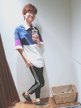 「アイテム（バングル/リストバンド）」を使った、Jun Yup Leeさん（メンズ・183cm・20代）の春コーディネート