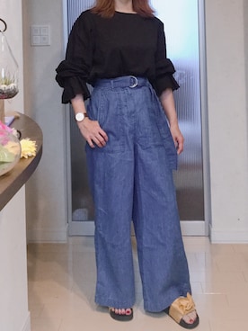 「Daniel Wellington（ダニエルウェリントン）の【Daniel Wellington】レザーバンド３６ＭＭ（アナログ腕時計）」を使った、mikaさん（レディース・156cm）の夏コーディネート