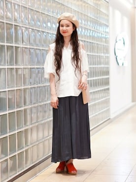 「Ray BEAMS（レイビームス）のアイテム（帽子）」を使った、MARUERIさん（レディース・164cm）の夏コーディネート