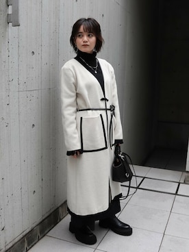 「パイピングコート」｜「アイテム（ジャケット/アウター）」を使った、スモールスタイルさん（レディース・150cm）の秋コーディネート