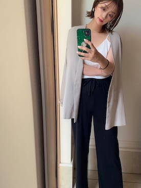 「黒パンツ」｜「アイテム（ノーカラージャケット）」を使った、takapiiさん（レディース・159cm）の春コーディネート