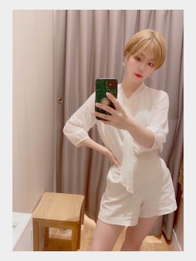 「OZOC（オゾック）のアイテム（パンツ）」を使った、takapiiさん（レディース・159cm）の夏コーディネート