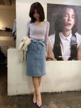 「ラベンダー」｜「アイテム（ライダースジャケット）」を使った、yuka♡さん（レディース・167cm）の春コーディネート