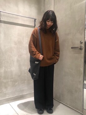 「MONKEY TIME（モンキータイム）のアイテム（バッグ）」を使った、Momo Mizoteさん（レディース・154cm）の冬コーディネート