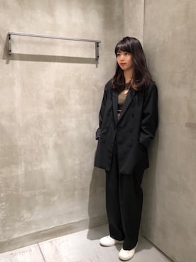 「MONKEY TIME（モンキータイム）のアイテム（ジャケット/アウター）」を使った、Momo Mizoteさん（レディース・154cm）の春コーディネート