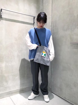 「FUTUR（フューチャー）のアイテム」を使った、Momo Mizoteさん（レディース・154cm）の春コーディネート