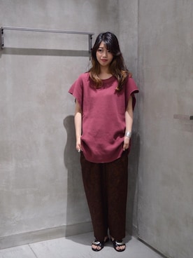 「CALUX（キャラクス）のアイテム」を使った、Momo Mizoteさん（レディース・154cm）の夏コーディネート