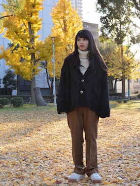 「MONKEY TIME（モンキータイム）のアイテム（ブルゾン）」を使った、Momo Mizoteさん（レディース・154cm）の冬コーディネート