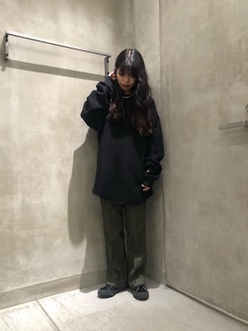 「MONKEY TIME（モンキータイム）のアイテム（スウェット）」を使った、Momo Mizoteさん（レディース・154cm）の秋コーディネート