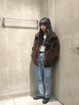 「MONKEY TIME（モンキータイム）のアイテム（ブルゾン）」を使った、Momo Mizoteさん（レディース・154cm）の秋コーディネート