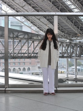 「MONKEY TIME（モンキータイム）のアイテム（スウェット）」を使った、Momo Mizoteさん（レディース・154cm）の冬コーディネート