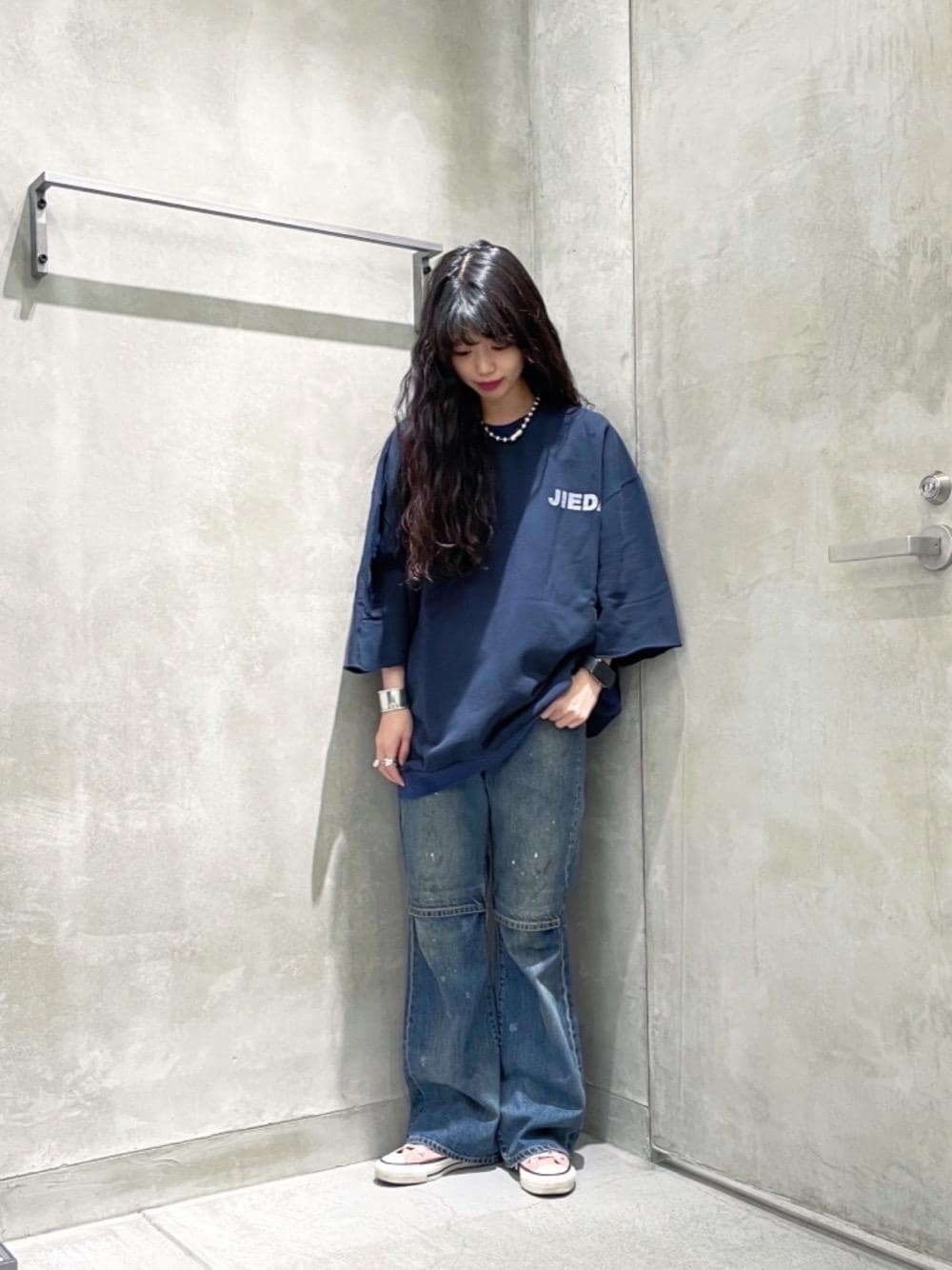 JieDa × monkey time＞ DAMAGE DENIM FLAIR PT/フレアデニムを使った
