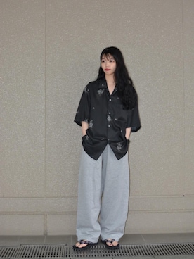 「MONKEY TIME（モンキータイム）のアイテム（スウェットパンツ）」を使った、Momo Mizoteさん（レディース・154cm）の夏コーディネート