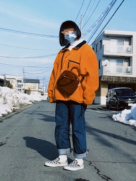 「古着女子」｜「アイテム（スリッポン）」を使った、にゃごさん（レディース・154cm）の冬コーディネート