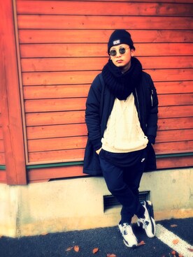 「UNIF（ユニフ）のアイテム（トップス）」を使った、ぺいさん（メンズ・169cm）の冬コーディネート