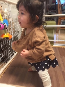 「フリルトップス」｜Uさん（キッズ・60cm）の春コーディネート