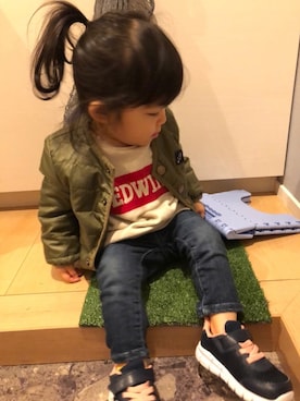 「GAP（ギャップ）の1969 マイ ファースト レギンス ジーンズ (ベビー)（デニムパンツ）」を使った、Uさん（キッズ・70cm）の秋コーディネート