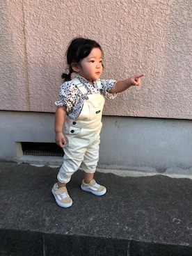 「アイテム（オールインワン・サロペット）」を使った、Uさん（キッズ・80cm）の秋コーディネート