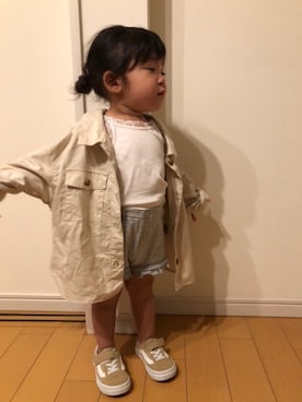 「petit main（プティマイン）のアイテム（キャミソール）」を使った、Uさん（キッズ・80cm）の秋コーディネート