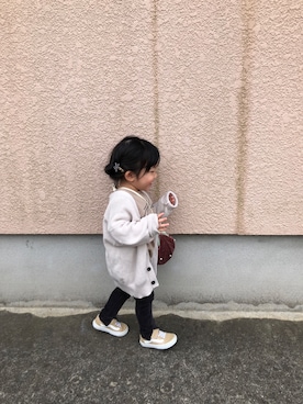 「アイテム（バレッタ/ヘアクリップ）」を使った、Uさん（キッズ・80cm）の冬コーディネート