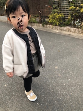 「BREEZE（ブリーズ）のアイテム（ダウンベスト）」を使った、Uさん（キッズ・80cm）の冬コーディネート